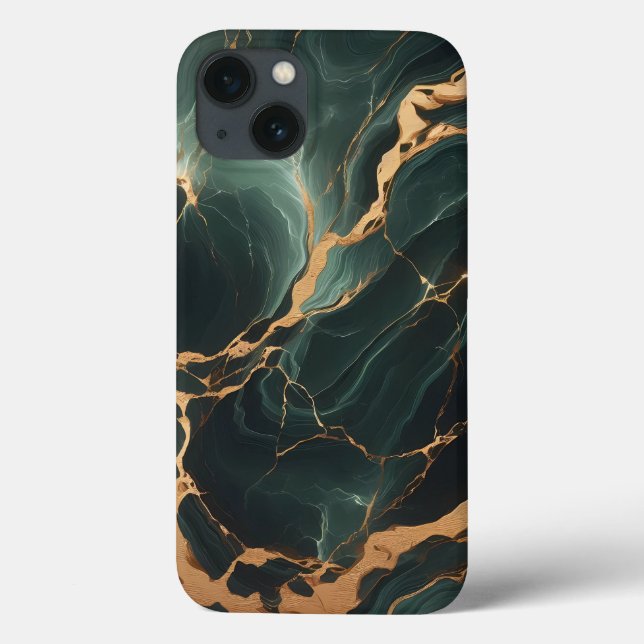 Emerald Green Marble iPhone 13 Case  (Back)