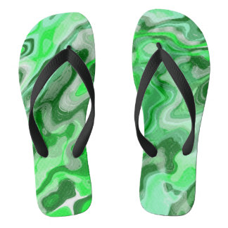 Emerald Green Marble Texture Abstract Liquid Paint Jandals