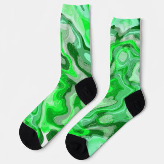 Emerald Green Marble Texture Abstract Liquid Paint Socks