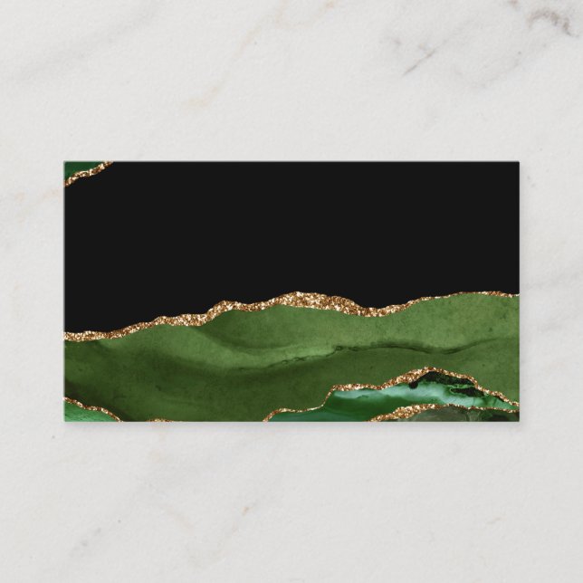 Emerald Green Marbled Agate Contemporary Stone Business Card (Front)