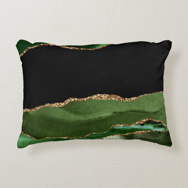 Emerald Green Marbled Agate Contemporary Stone Decorative Cushion (Front)