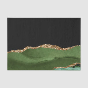 Emerald Green Marbled Agate Contemporary Stone Tissue Paper