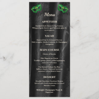 Emerald Green Masquerade Black Damask Gold Ball Menu