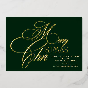 Emerald Green Merry Christmas Foil Holiday Card