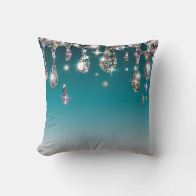 *~* Emerald Green Metallic AP7 Dripping GLITTER Cushion (Front)