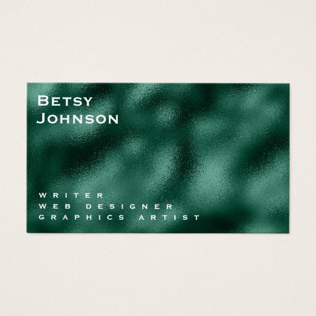 Emerald Green Metallic Foil Business Card (Front)
