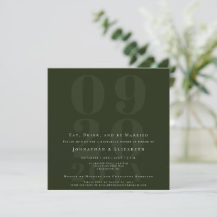 Emerald Green Minimal Bold Type Rehearsal Dinner Invitation