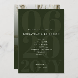 Emerald Green Minimalist Bold Type Photo Wedding Programme