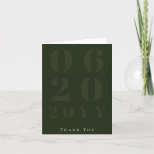 Emerald Green Minimalist Bold Type Photo Wedding Thank You Card