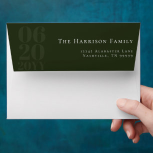 Emerald Green Minimalist Bold Type Wedding Envelope