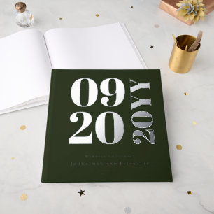 Emerald Green Minimalist Bold Type Wedding Guest Book