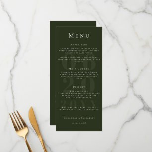 Emerald Green Minimalist Bold Type Wedding Menu
