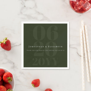 Emerald Green Minimalist Bold Type Wedding Napkin