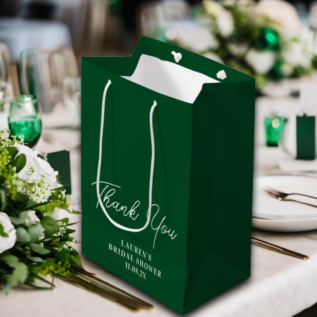 Emerald Green Minimalist Bridal Shower Thank You Small Gift Bag (Creator Uploaded)