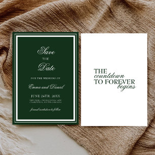 Emerald Green Minimalist Elegant Formal Wedding Save The Date