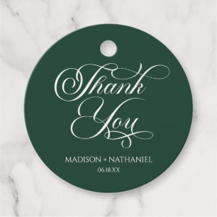 Emerald Green Minimalist Elegant Script Wedding Favour Tags