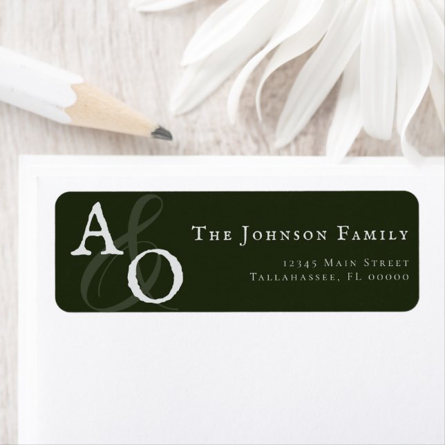 Emerald Green Minimalist Monogram Address (Insitu)