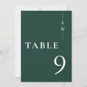 Emerald Green Minimalist Monogram Table Number