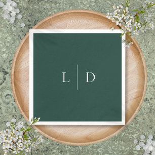 Emerald Green Minimalist Monogram Wedding Napkin