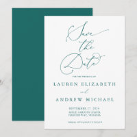 Emerald Green Minimalist Save the Date Invitation