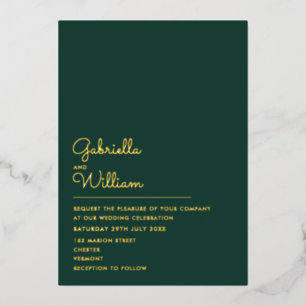 Emerald Green Minimalist Script Wedding Gold