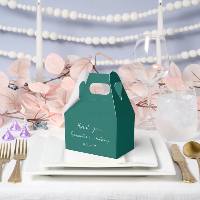  Emerald Green Minimalist Wedding Favour Box (Wedding)