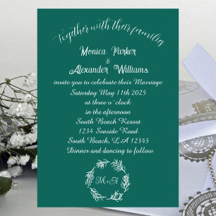 Emerald Green Minimalist Wedding Invitation