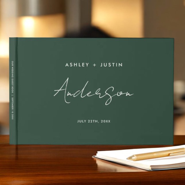 Emerald Green Minimalist Wedding Personalised Guest Book (Creator Uploaded)