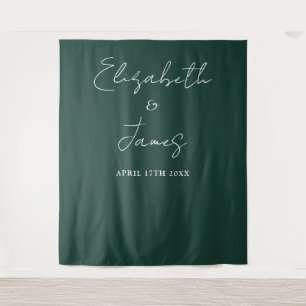 Emerald Green Minimalist Wedding Photo Backdrop Tapestry