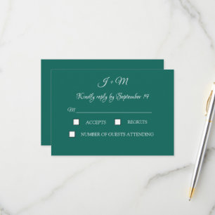 Emerald Green Minimalist Wedding RSVP Card