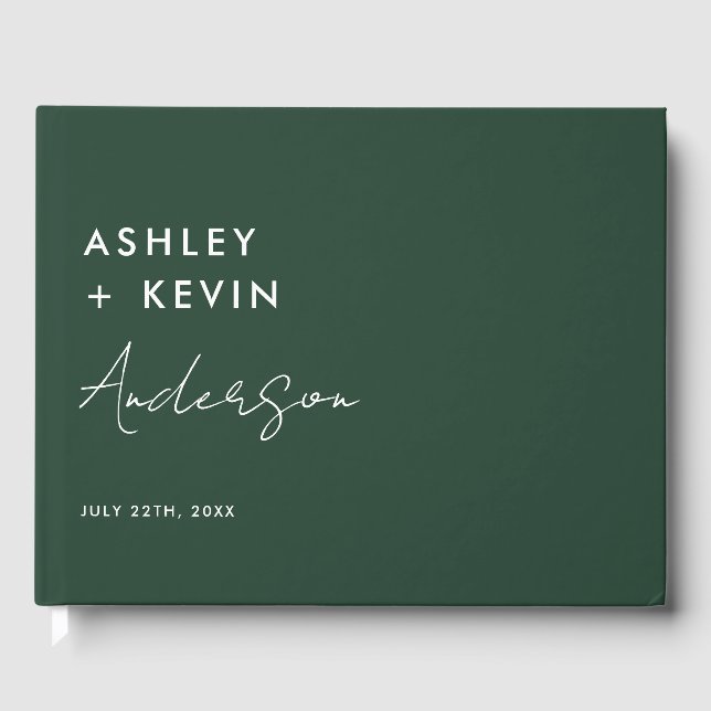 Emerald Green Minimalist Wedding Sign in Guest Book (Front)