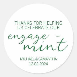 Emerald Green Mint Engagement Thank You Classic Round Sticker