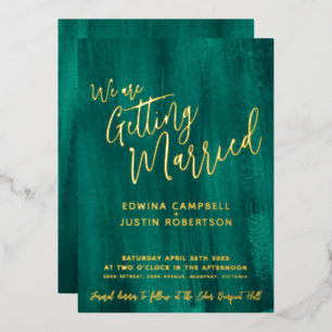 Emerald green modern abstract art painted wedding