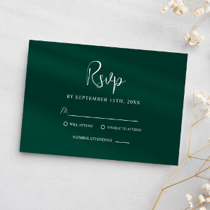 Emerald Green Modern Classy Elegant Wedding RSVP Card
