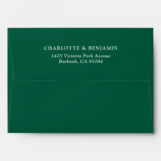 Emerald Green Modern Custom Wedding 5.25x7.25 Envelope (Back (Top Flap))