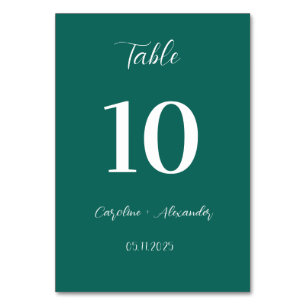 Emerald Green Modern Elegant Unique Wedding Table  Number
