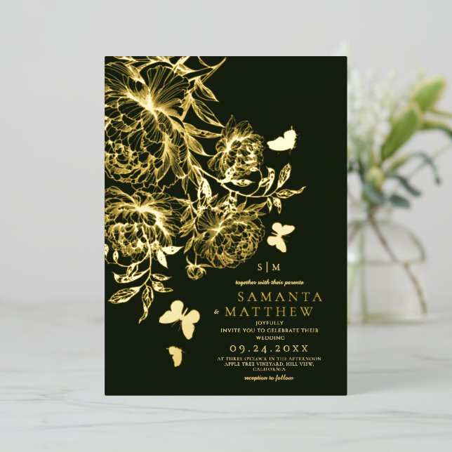 Emerald Green⎮Modern Floral Minimalist Wedding (Standing Front)