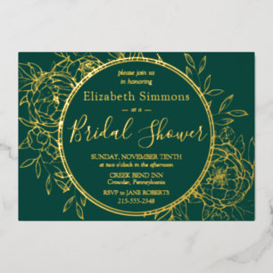 Emerald Green Modern Line Toile Bridal Shower