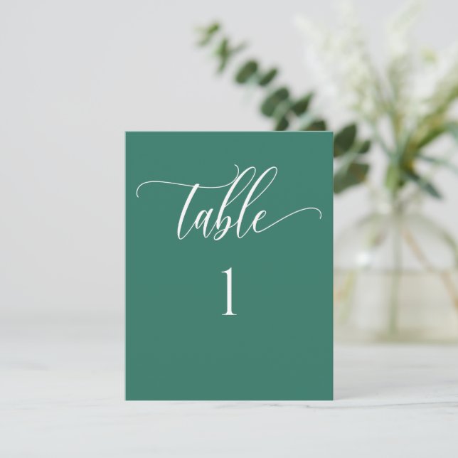 Emerald Green Modern Minimalist Table Number (Standing Front)