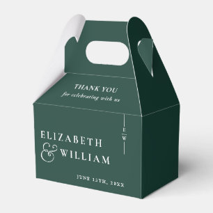 Emerald Green Modern Monogram Wedding Thank You  Favour Box