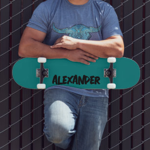 Emerald Green Modern Name Classic Trendy Skateboard
