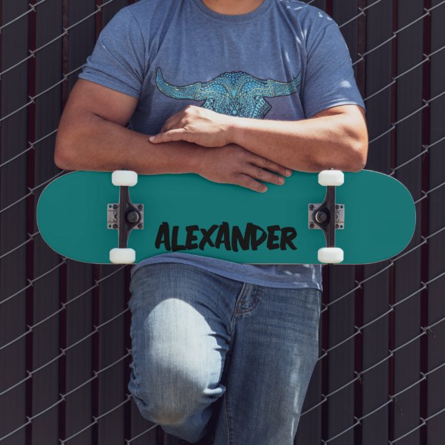 Emerald Green Modern Name | Classic Trendy  Skateboard (Outdoor 3)