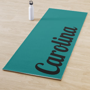 Emerald Green Modern Name   Stylish Simple Yoga Mat
