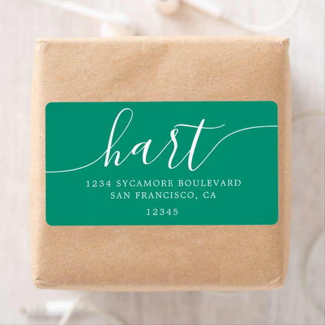 Emerald Green Modern Script Family Return Address (Insitu)