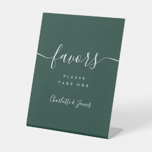 Emerald Green Modern Script Wedding Favours Table Pedestal Sign