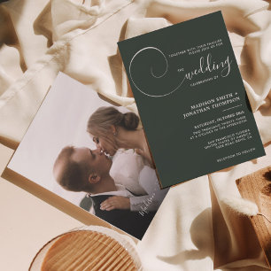 Emerald Green Modern Simple Script Wedding Invitation