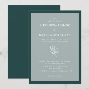 Emerald Green Modern Simple Wedding Invitation