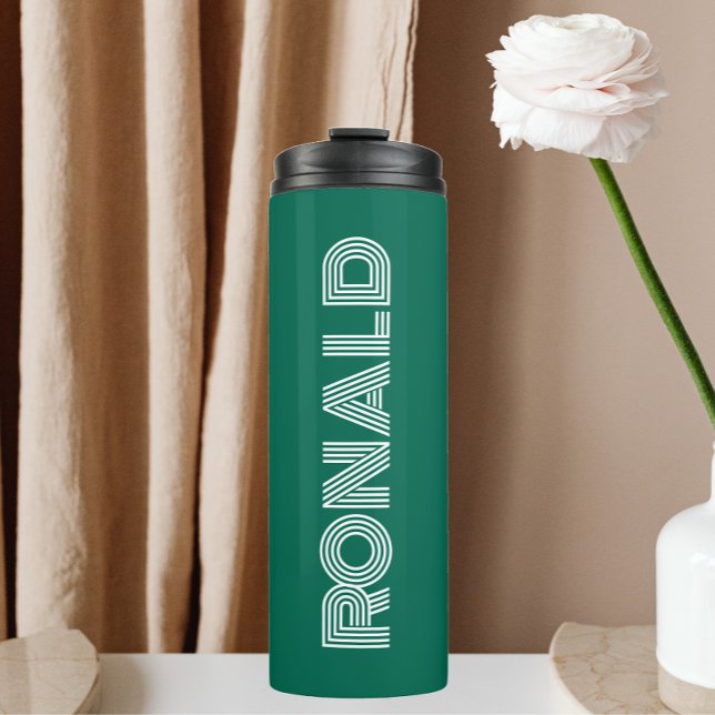 Emerald Green Modern Typography Personalised Thermal Tumbler (In Situ)