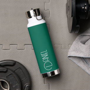 Emerald Green Modern Typography Personalised Water Bottle