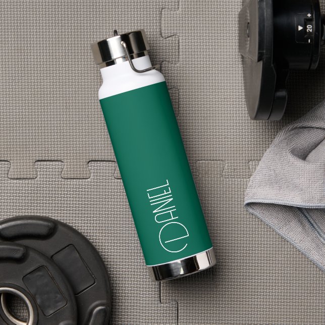 Emerald Green Modern Typography Personalised Water Bottle (Gym)